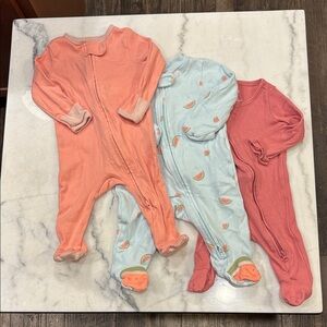 Okie Dokie Coral, Light Blue, and Pink Footies